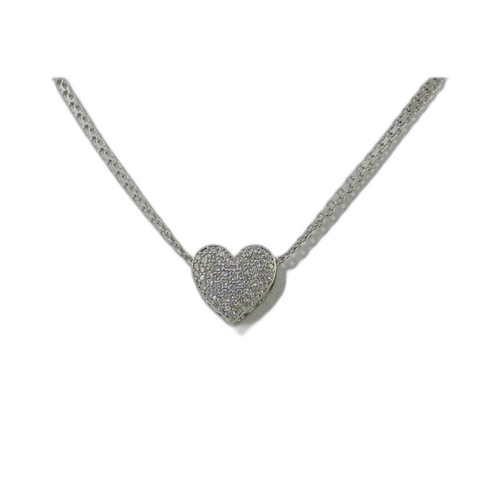 Giani Bernini Cubic Zirconia Pave Heart 18” Pendant Necklace in Sterling Silver